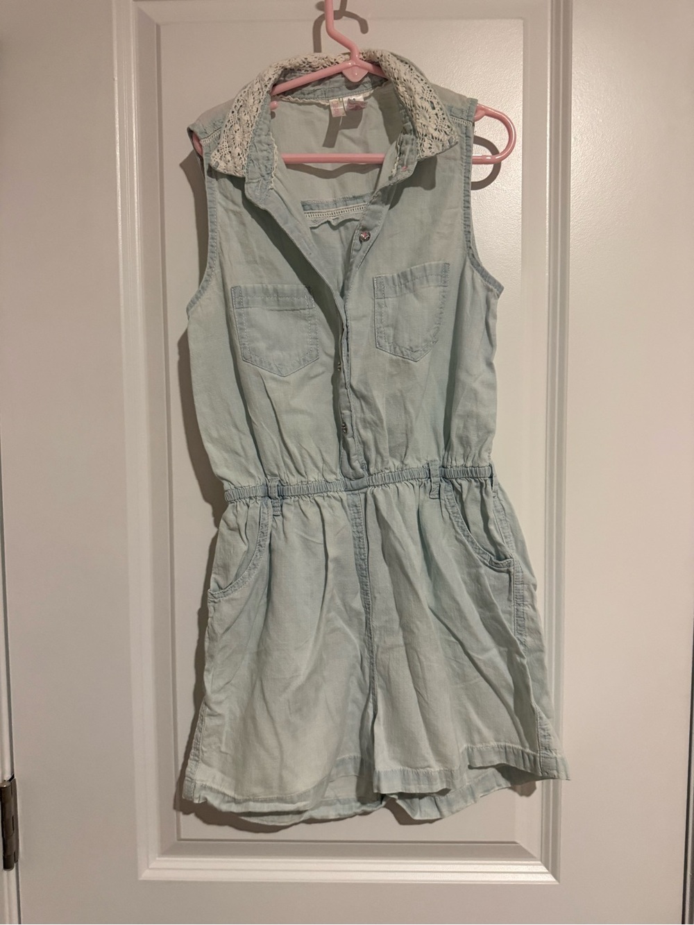OshKosh B'gosh Light Blue Chambray Top with Lace Trim